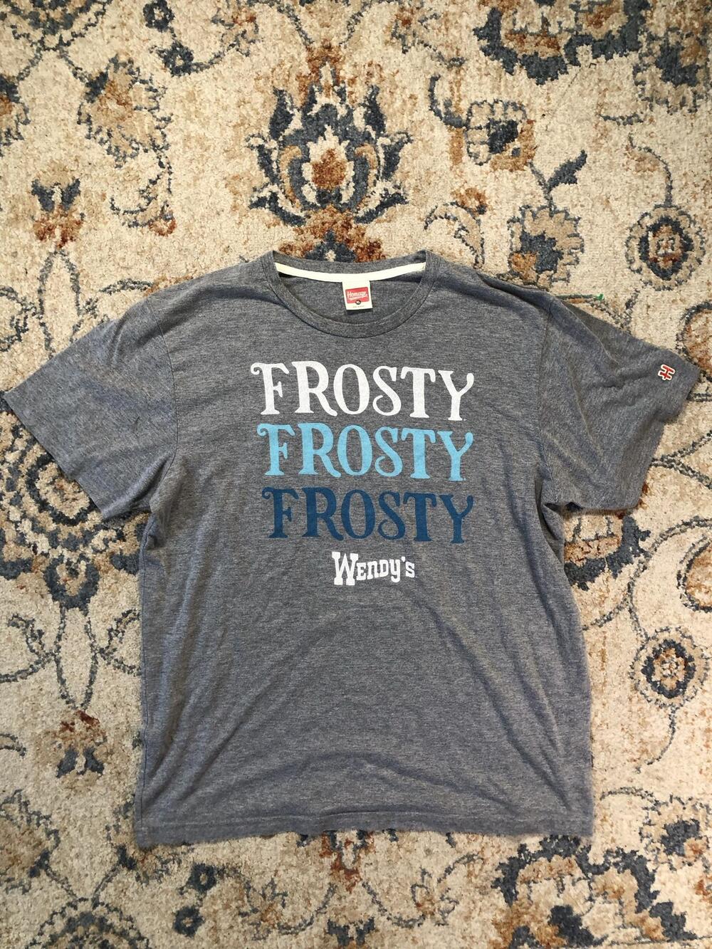 Homage Wendy's Frosty Shirt Mens XL Gray Short Sleeve Graphic Tee Soft Crewneck